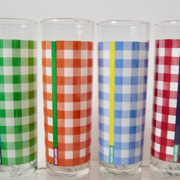 Ralph Lauren Dining Vtg Ralph Lauren Gingham Check Set Of 4 Picnic